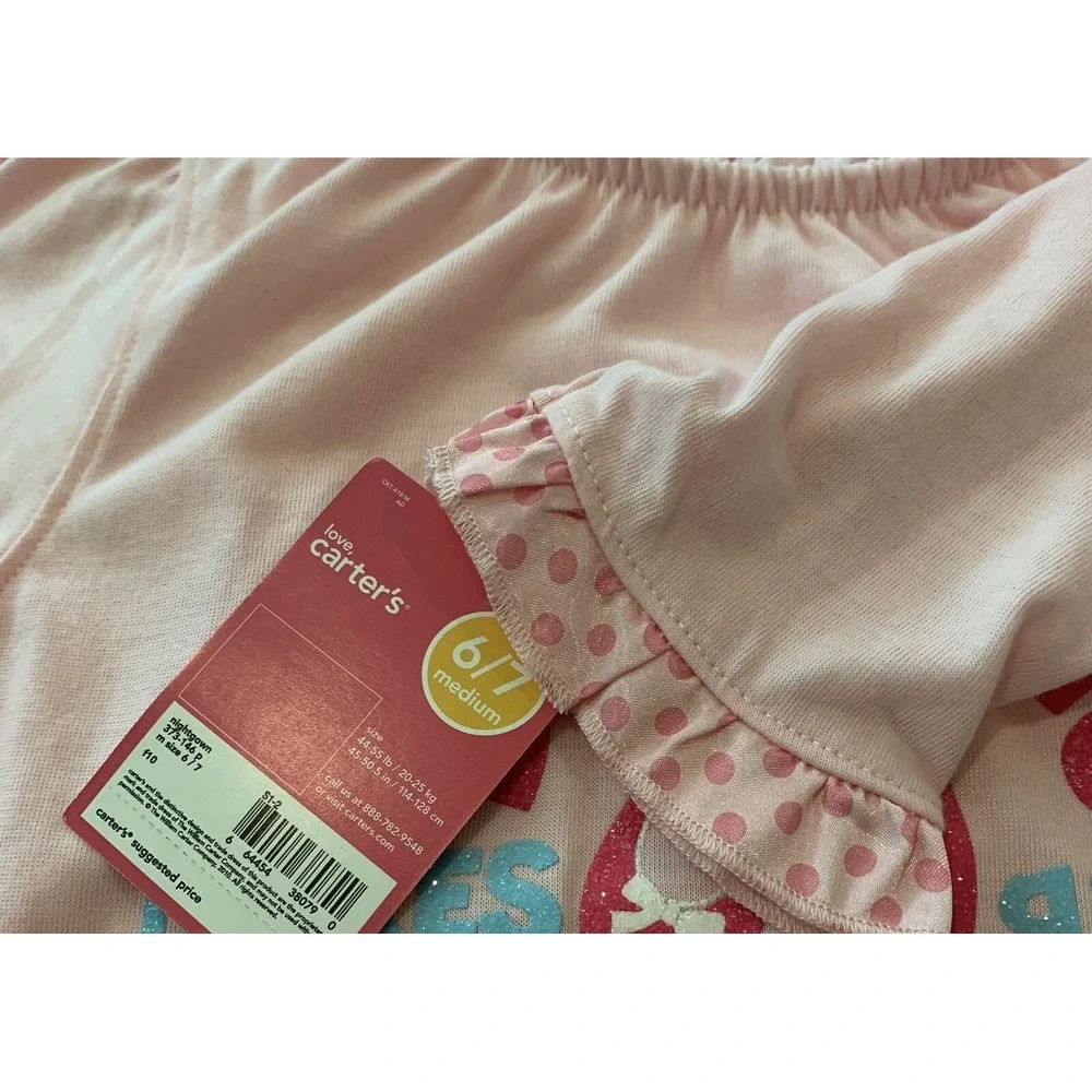 Carters Girls Sleepwear Gown New with Tags 6/7 Dancing Makes Girls Happy Pink